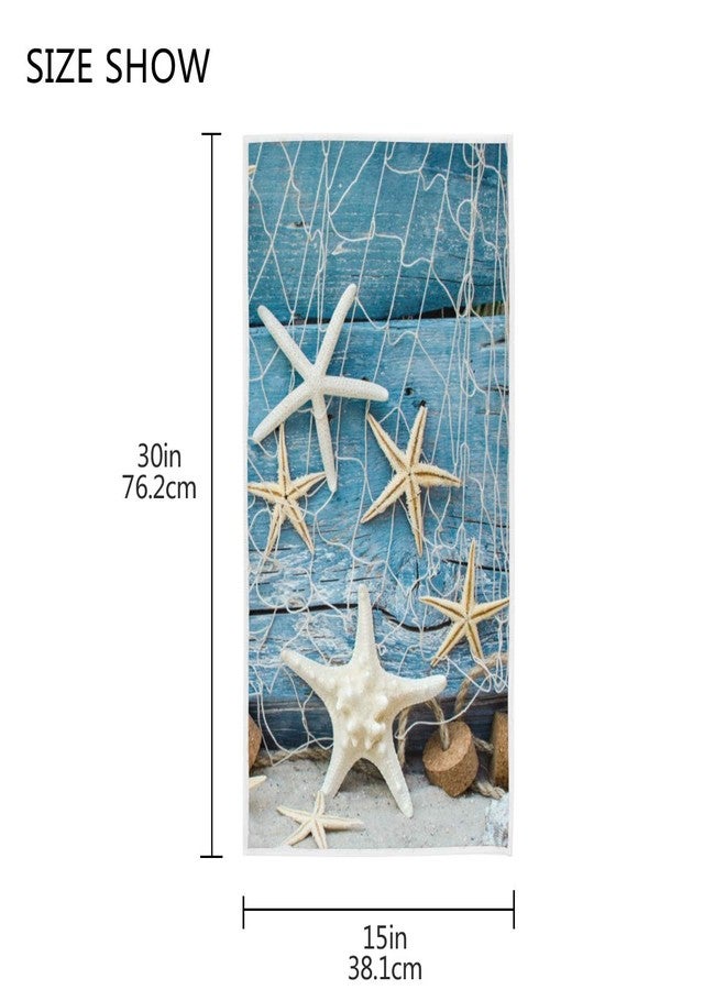 Pfrewn Starfish Seashell Tropical Beach Hand Towels 16x30 in Sea Ocean Marine Nautical Bathroom Towel Soft Absorbent Wooden Summer Small Bath Towel Kitchen Dish Guest Towel Home Bathroom Decorations - Image 3