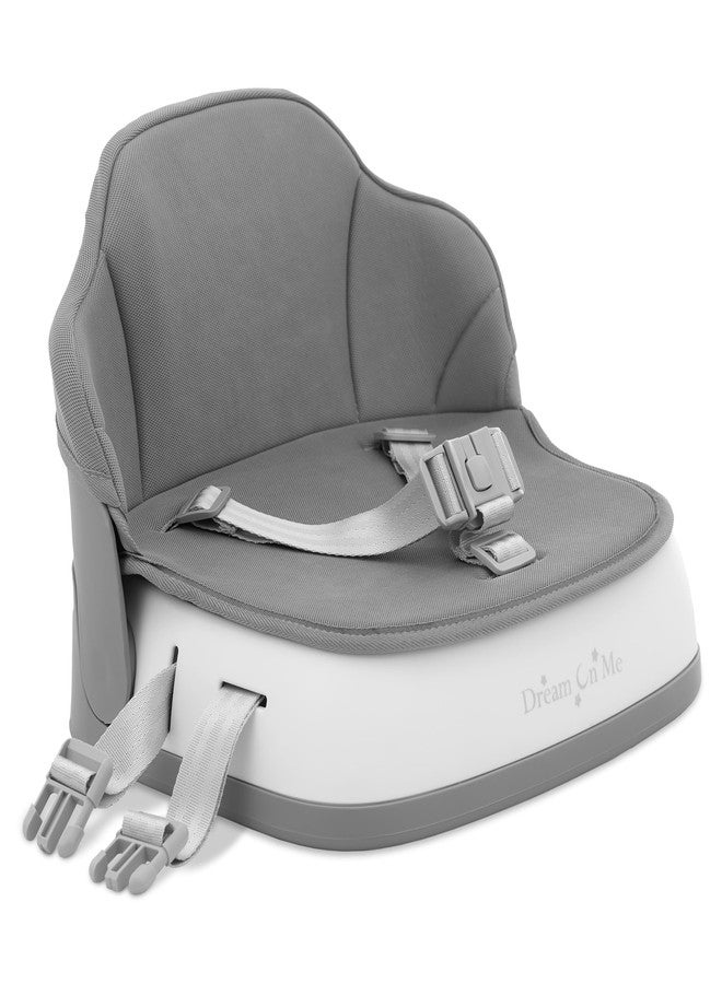 Dream On Me Cozy Pod Booster Seat with Removable Cover in Gray, Booster Seat for Kitchen Chair Includes a 3-Point Safety Harness with 2 Belts for Safety, Foldable & Easy to Carry - Image 1