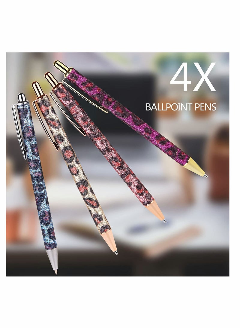 XiuWoo Ballpoint Pens  Comfortable Writing Metal Retractable Pretty Journaling Black Ink Medium Point 1.0 mm Click Cute Pens Office Supplies for Women & Men (4Pcs) - Image 2