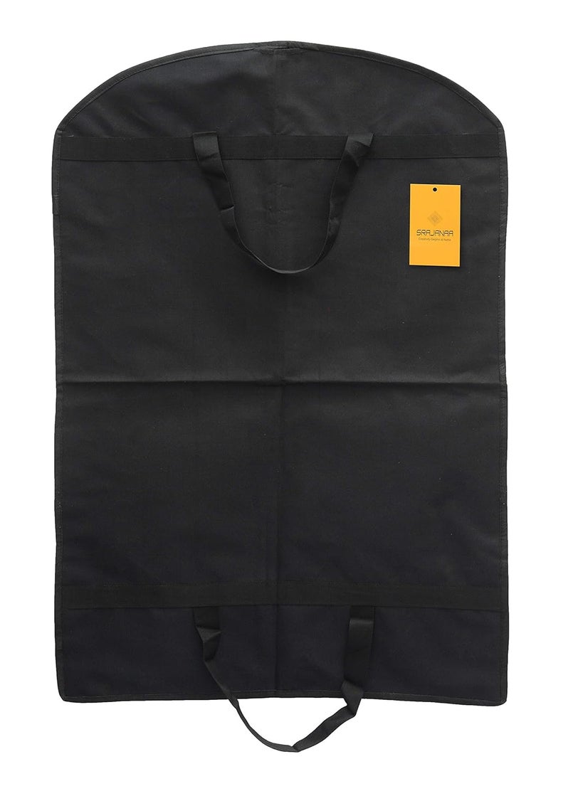 SRAJANAA Srajanaa Transparent MoistureProof Rexin Coat Suit Blazer Cover with Zip Closure Wardrobe Garment Bag Organizer Set of 1 Black Color Durable Protection for Clothes  - Image 3