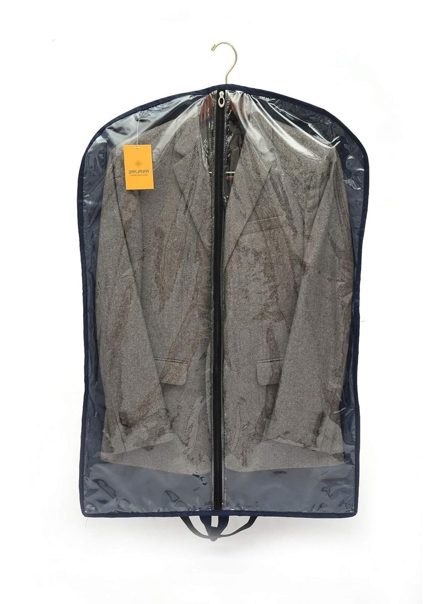 SRAJANAA Srajanaa Transparent MoistureProof Rexin Coat Suit Blazer Cover with Zip Closure Wardrobe Garment Bag Organizer Set of 1 Black Color Durable Protection for Clothes  - Image 4