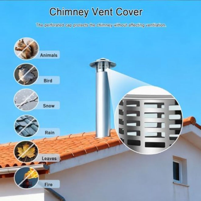 304 Stainless Steel Chimney Cap - Adjustable Rain Cap for 1.6" to 7.9" Fireplace & Stove Pipe, Durable Vent Cover with Screen for Clay Flue Tile (4.33") - Image 5