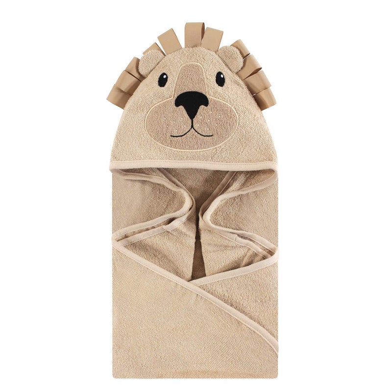 Hudson Baby Unisex Baby Cotton Animal Face Hooded Towel, Lion, One Size - Image 1