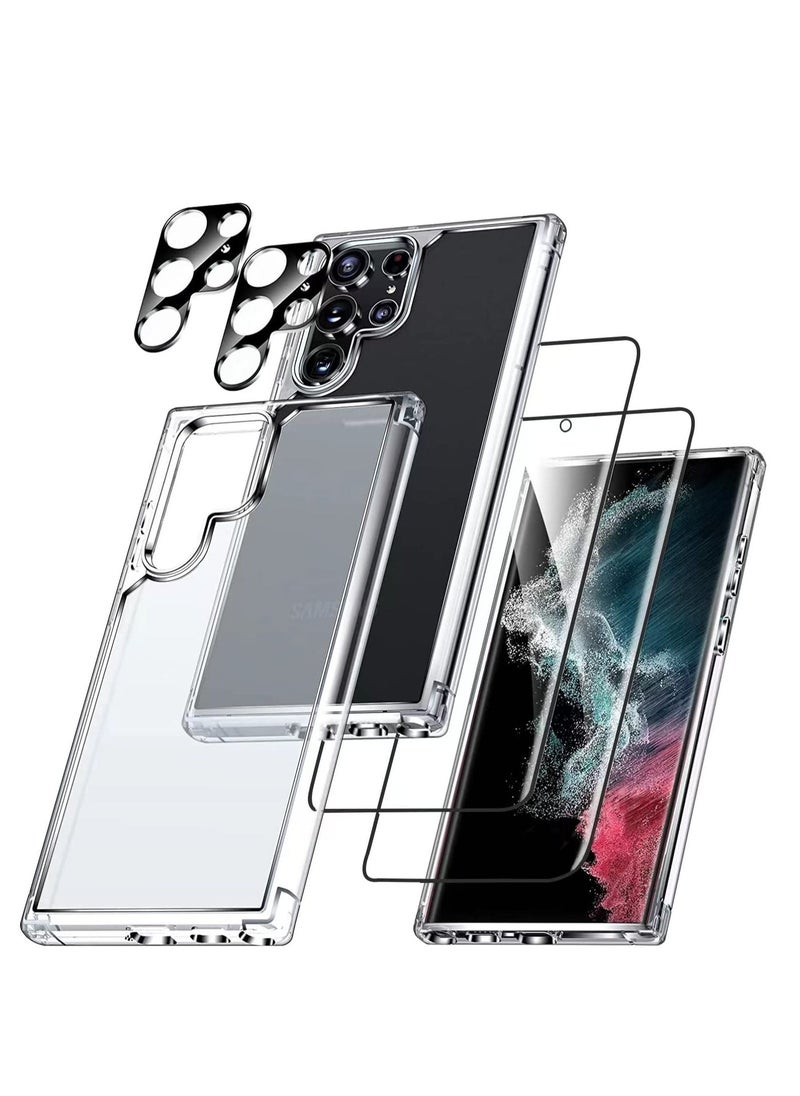 Raxoom [5-in-1]For Samsung Galaxy S23 Ultra Case,2 Packs Camera Lens Protector + 2 Packs HD Tempered Glass Screen Protector,All-Round Protection, Shockproof, Anti-Scratches Kit (S23Ultra) - Image 1