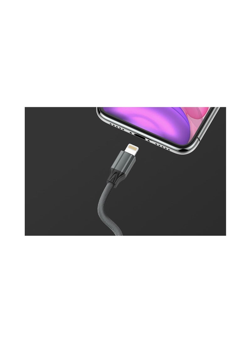 لدنيو LDNIO LS441 كابل شحن ونقل بيانات سريع USB-A إلى Lightning مناسب لأنواع مختلفة من الأجهزة، متعدد الألوان 1000 مم وطول 1 متر - رمادي - Image 5