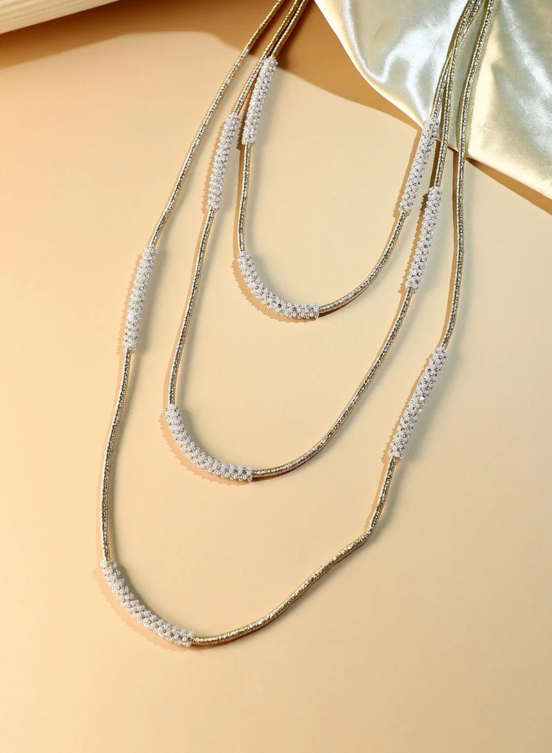 SOHI SOHI Women's The Bling-Block Multi-Layer Necklace For Evening Wear | Crystal  Colour | Alloy Material | Lobster Clasp Closure | Artificial Stone Necklace | Multi-Layer Necklace For Women & Girls