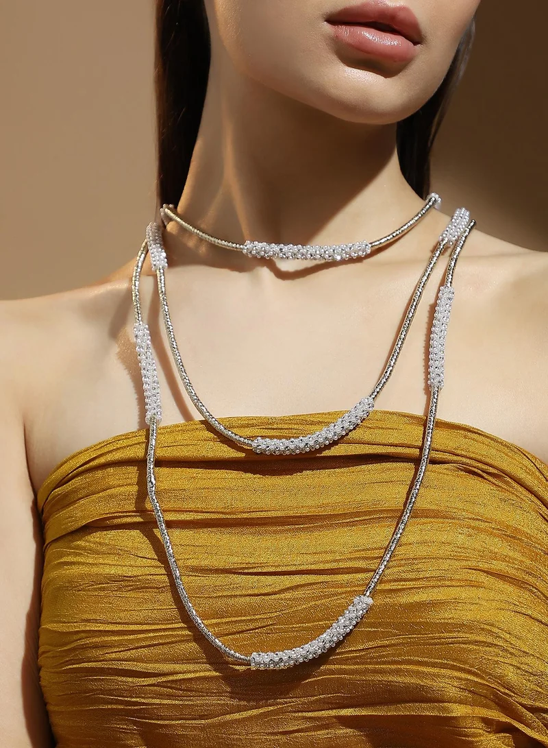 SOHI SOHI Women's The Bling-Block Multi-Layer Necklace For Evening Wear | Crystal  Colour | Alloy Material | Lobster Clasp Closure | Artificial Stone Necklace | Multi-Layer Necklace For Women & Girls