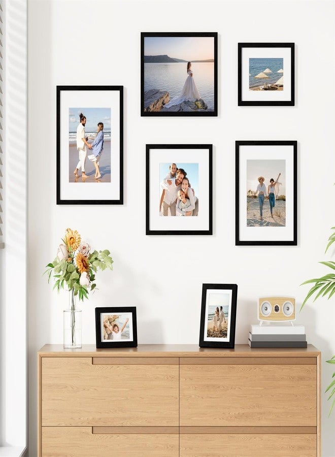 Vittanly 12x16 Picture Frames Set of 9, Shatter Resistant Plexiglass, Display 11x14 Pictures with Mat or 12x16 without Mat, Photo Frames for Wall Mount, Engineered Wood, Black - Image 5