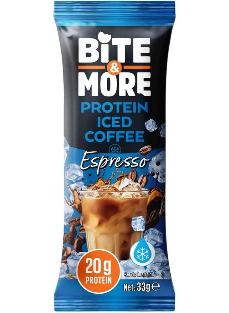 Bite & More Espresso Protein Iced Coffee, 10 x 33g Sachets, 20g Protein, Zero Added Sugar, High Fiber, Naturally Sweetened, Made with Brazilian Coffee Beans - Image 3