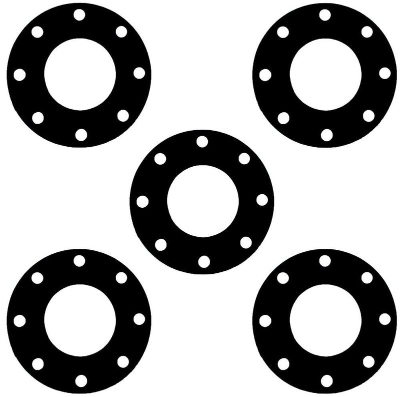 Sterling Seal CFF7106.600.062.150X5 7106 Rubber Full Face Gasket, 6" Pipe Size, 1/16" Thick, Pressure Class 150#, Neoprene 60 Durometer, Black (Pack of 5)