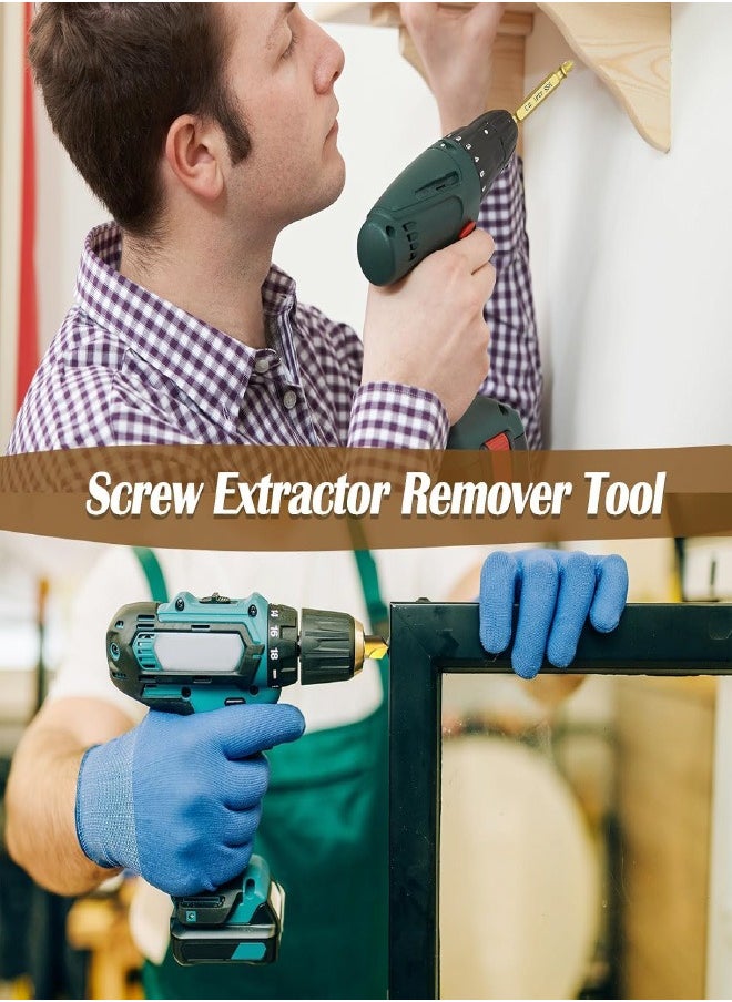 Generic - Gold Damaged Screw Extractor Kit and Stripped Screw Extractor Set Easily and Quickly Remove Common Sizes of Damaged, Broken or Stripped Screws – Set of 6 Pcs HSS 4341 Material - Image 1