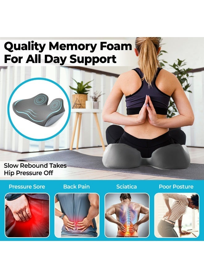 NIXGEN Premium Orthopedic Memory Foam Seat Cushion - Non-Slip Office Chair & Car Seat Pad for Back Pain Relief - Ergonomic Support for Wheelchair, Home, Long Driving & Desk Sitting (18.7" x 16.2") - Image 4