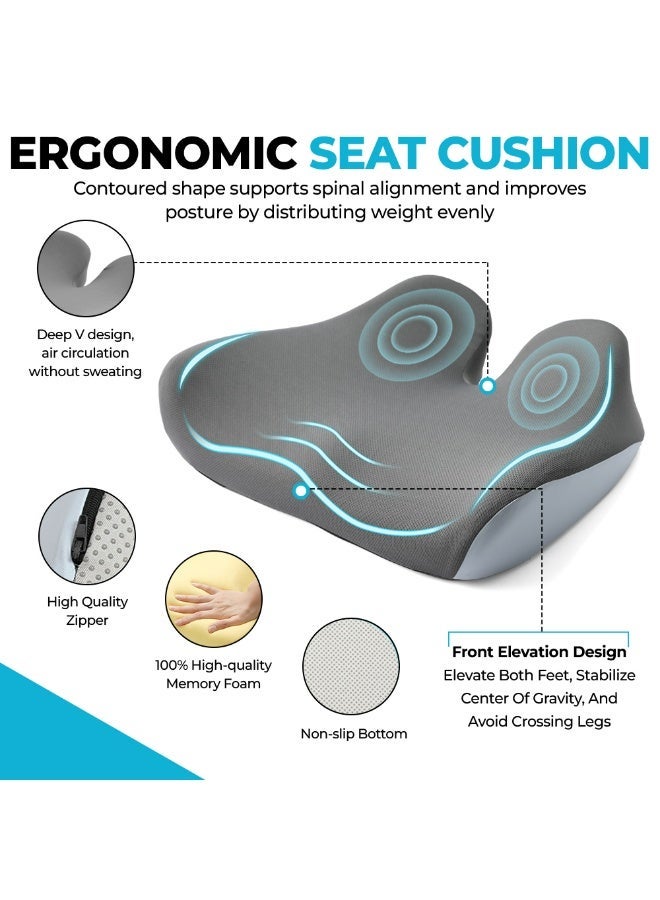 NIXGEN Premium Orthopedic Memory Foam Seat Cushion - Non-Slip Office Chair & Car Seat Pad for Back Pain Relief - Ergonomic Support for Wheelchair, Home, Long Driving & Desk Sitting (18.7" x 16.2") - Image 3