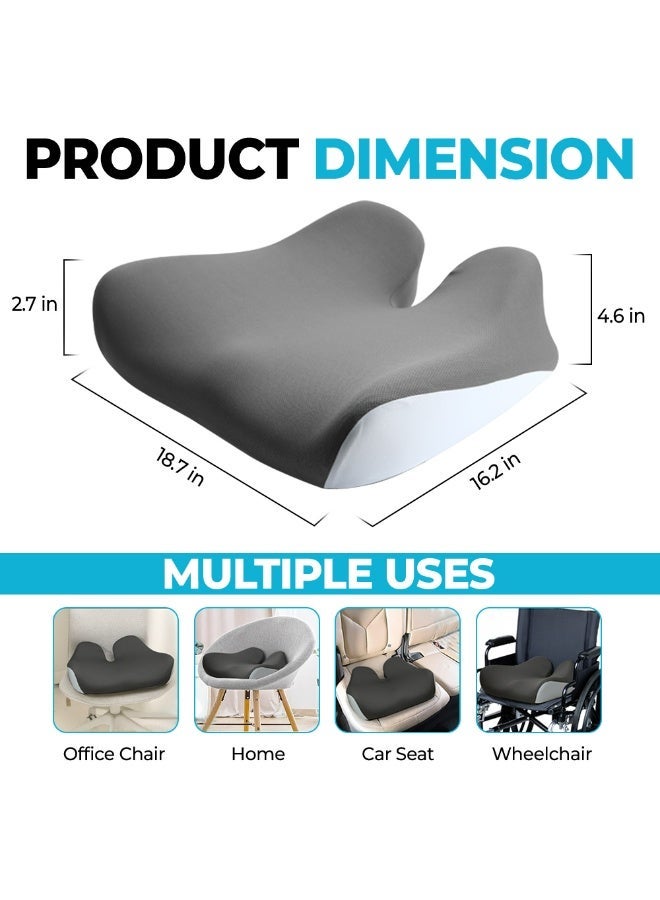 NIXGEN Premium Orthopedic Memory Foam Seat Cushion - Non-Slip Office Chair & Car Seat Pad for Back Pain Relief - Ergonomic Support for Wheelchair, Home, Long Driving & Desk Sitting (18.7" x 16.2") - Image 2