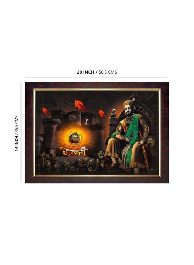Dharvika Innovations Dharvika Innovations chatrapati shivaji maharaj photo frame painting big size vinyl sparkle coated home decorative gift item with synthetic photo frame (14×20 Inch) - 6755 - Image 2