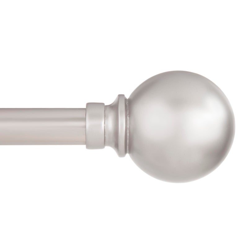Kenney KN80103 Mercer Ball End Standard Decorative Window Curtain Rod 66120 Adjustable Length Brushed Nickel Finish 34 Diameter Steel Tube