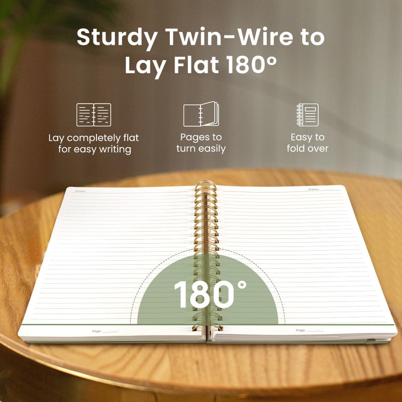 Taja Lined Spiral Notebook Journal for Work, 300 Pages Thick B5 (7.1"x10") College Ruled Journal for Women & Writing, Hardcover Notebook for Note Taking, Perfect for Office Home School Supplies, Green - Image 4