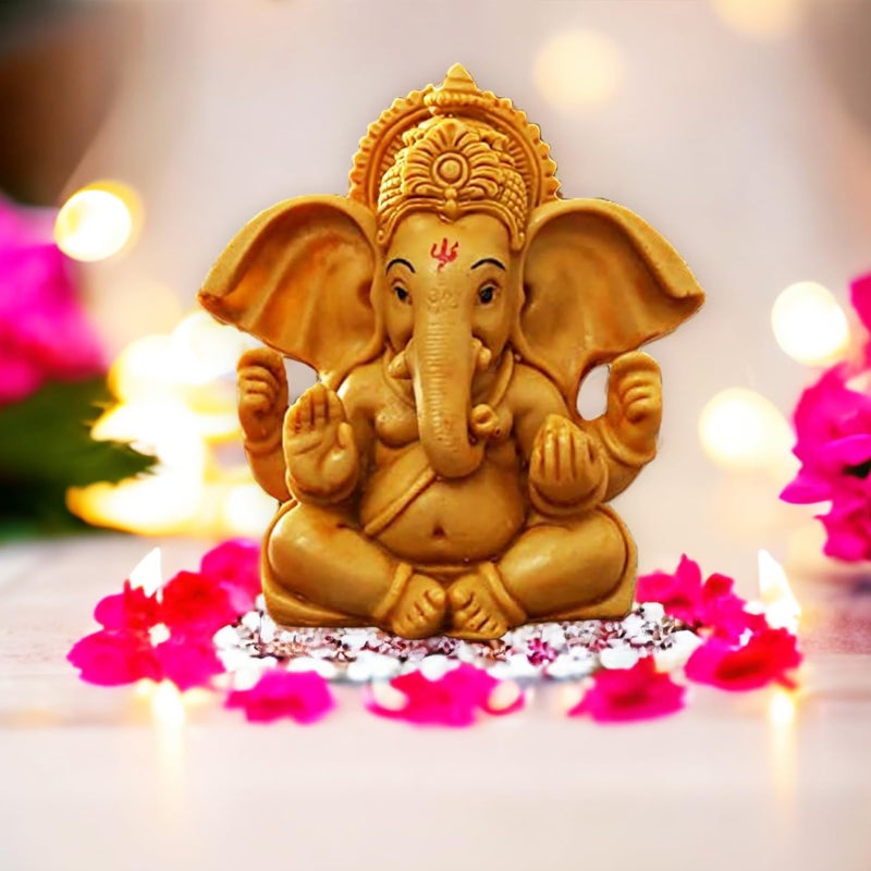 ascension Handcrafted Ganesha Beautiful Lord Ganesha Idol Figurine Showpiece Sculpture Hindu Polyresin Car Dashboard - Image 5