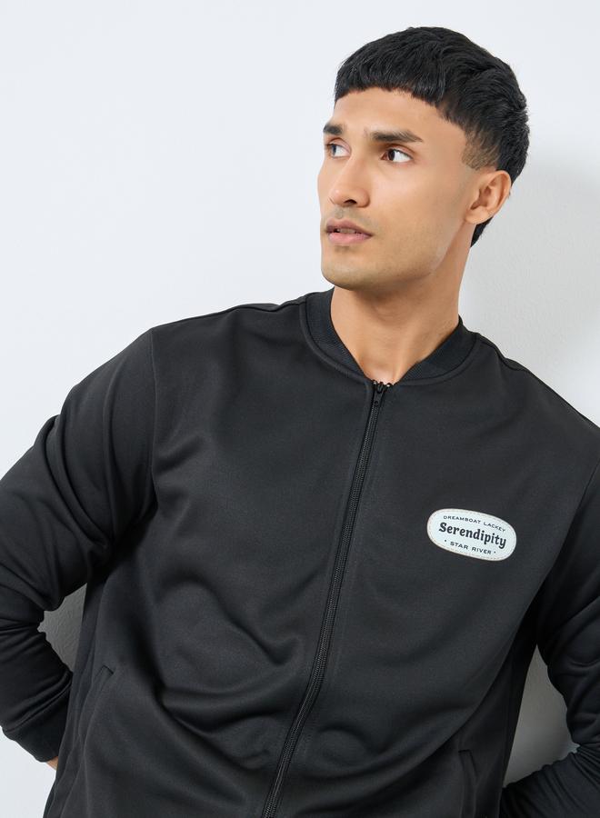 Take Two Men Black Zip Up Bomber Jacket - Image 1