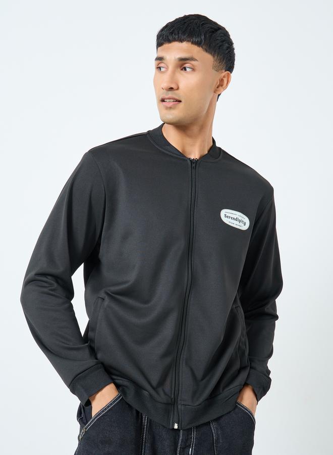 Take Two Men Black Zip Up Bomber Jacket - Image 4
