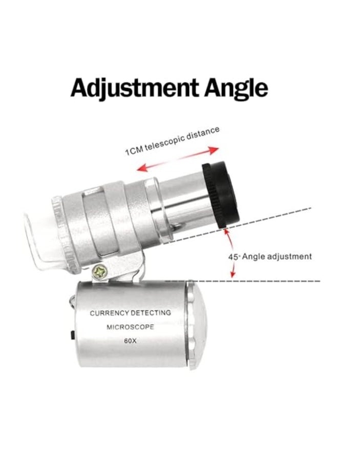 ميكروسكوب صغير محمول X Spring مع أضواء LED وUV، عدسة مكبرة عالمية بقوة 60X للمجوهرات البيولوجية والعملات والطوابع والتحف. - Image 4