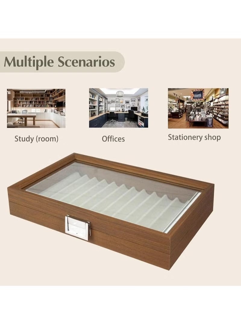 صندوق هدايا لمجموعة 12 بت، صندوق تخزين خشبي من خشب الجوز الأسود، صندوق عرض لمجموعة تخزين الأقلام، صندوق تخزين أقلام عالي الجودة لعرض أقلام النافورة - Image 2