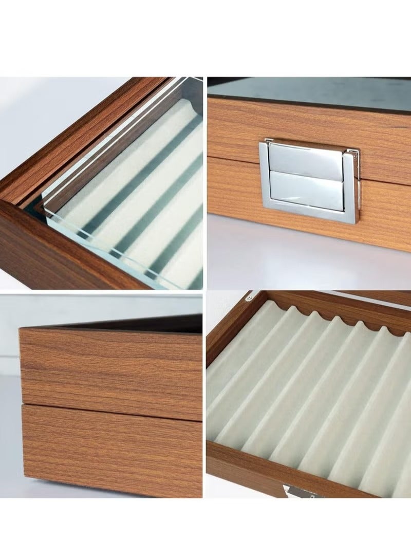 صندوق هدايا لمجموعة 12 بت، صندوق تخزين خشبي من خشب الجوز الأسود، صندوق عرض لمجموعة تخزين الأقلام، صندوق تخزين أقلام عالي الجودة لعرض أقلام النافورة - Image 3