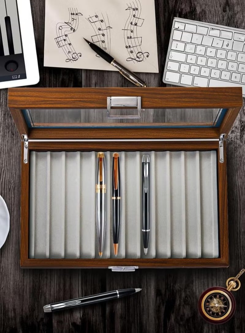 صندوق هدايا لمجموعة 12 بت، صندوق تخزين خشبي من خشب الجوز الأسود، صندوق عرض لمجموعة تخزين الأقلام، صندوق تخزين أقلام عالي الجودة لعرض أقلام النافورة - Image 5