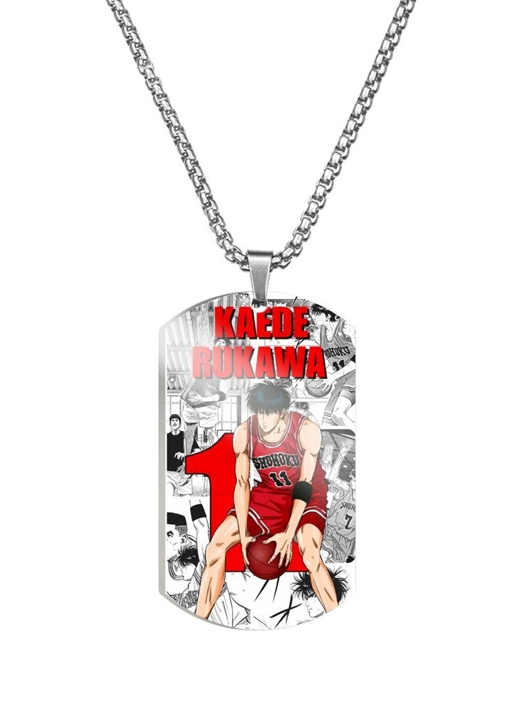 KUYING New Slam Dunk Color Printed Stainless Steel Necklace 