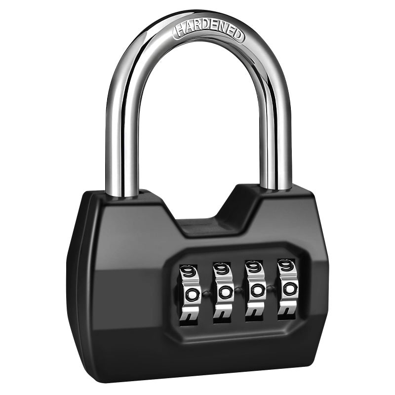 1 Pack disecu 4Digit Combination Lock Waterproof Outdoor Padlock for School Gym Locker Fence Gate Shed Storage Unit Black