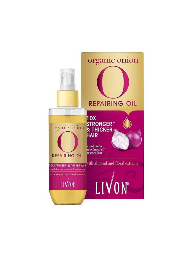 Livon Livon Hair Serum for Men & Women | Sulphate & Paraben free| For All Hair Types | Lightweight & Non Greasy | Organic Onion Repairing Serum Oil | Enriched with Almond & Floral Extracts | 3.3 Fl. oz  - Image 1