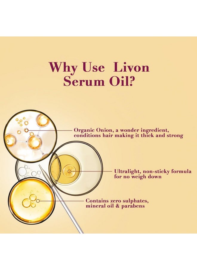Livon Livon Hair Serum for Men & Women | Sulphate & Paraben free| For All Hair Types | Lightweight & Non Greasy | Organic Onion Repairing Serum Oil | Enriched with Almond & Floral Extracts | 3.3 Fl. oz  - Image 5