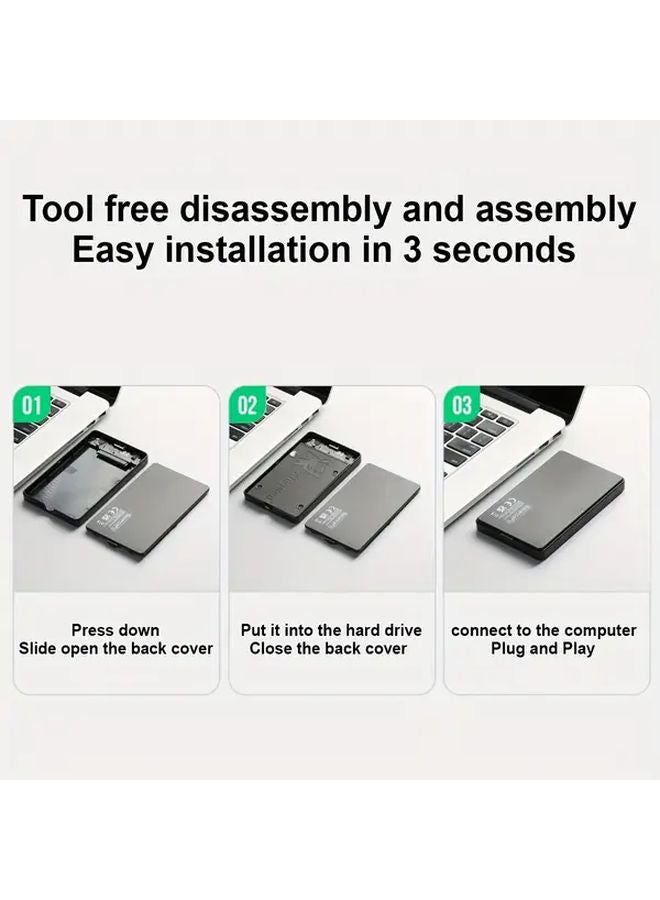 Black USB 3 0 External Hard Drive Enclosure 2 5 Inch SATA HDD SSD Case Plug Play - Image 4