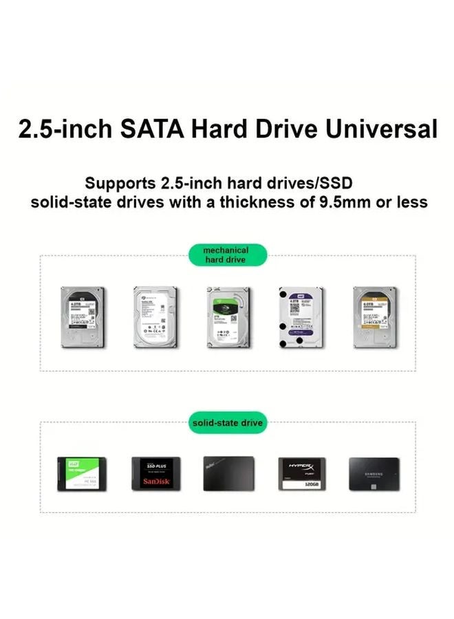 Black USB 3 0 External Hard Drive Enclosure 2 5 Inch SATA HDD SSD Case Plug Play - Image 5