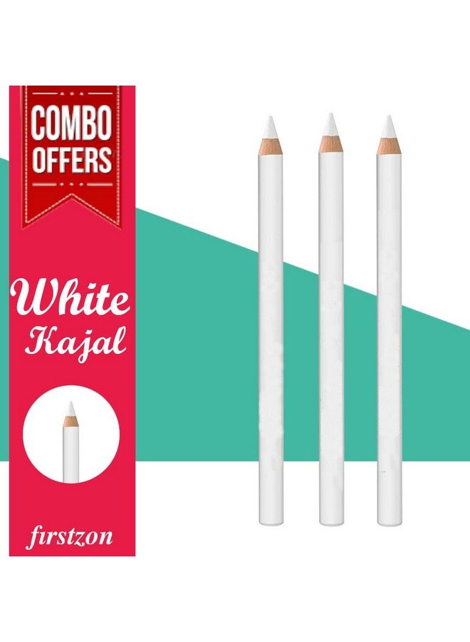 FIRSTZON White Kajal Eyeliner Pencil Smudge Proof Waterproof; White Kohl Kajal ;White Eyeliner Pencil; Auto White Kajal; White Eyeliner Pencil; White Kajal Combo Pack (White 0.9 G) - Image 2