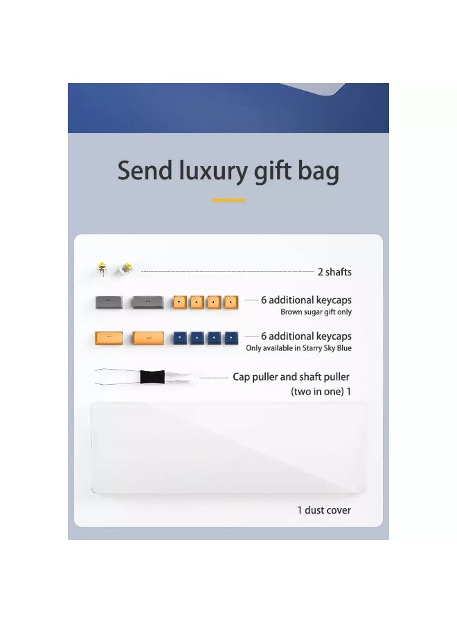 aigo A68 3-Mode Wireless, Bluetooth, Wired Gaming Mechancial Keyboard - Yellow Switch Hot Swappable - 1000Hz Polling rate - PBT keycaps - Detchable USB C Cable - Image 2