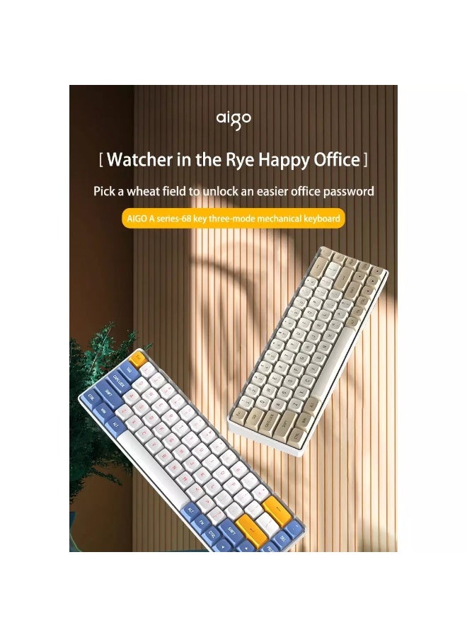 aigo A68 3-Mode Wireless, Bluetooth, Wired Gaming Mechancial Keyboard - Yellow Switch Hot Swappable - 1000Hz Polling rate - PBT keycaps - Detchable USB C Cable - Image 3