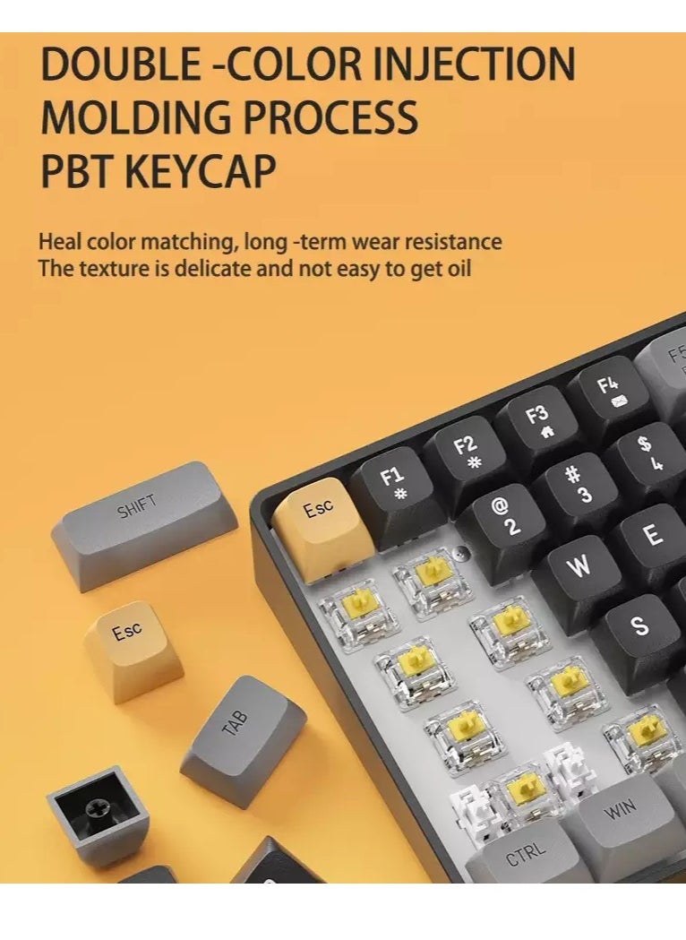 aigo - A100 Gaming Mechancial Keyboard - Red Switch Hot Swappable - PBT keycaps - Detchable USB C Cable - 100 Key With Compact Design - Image 1