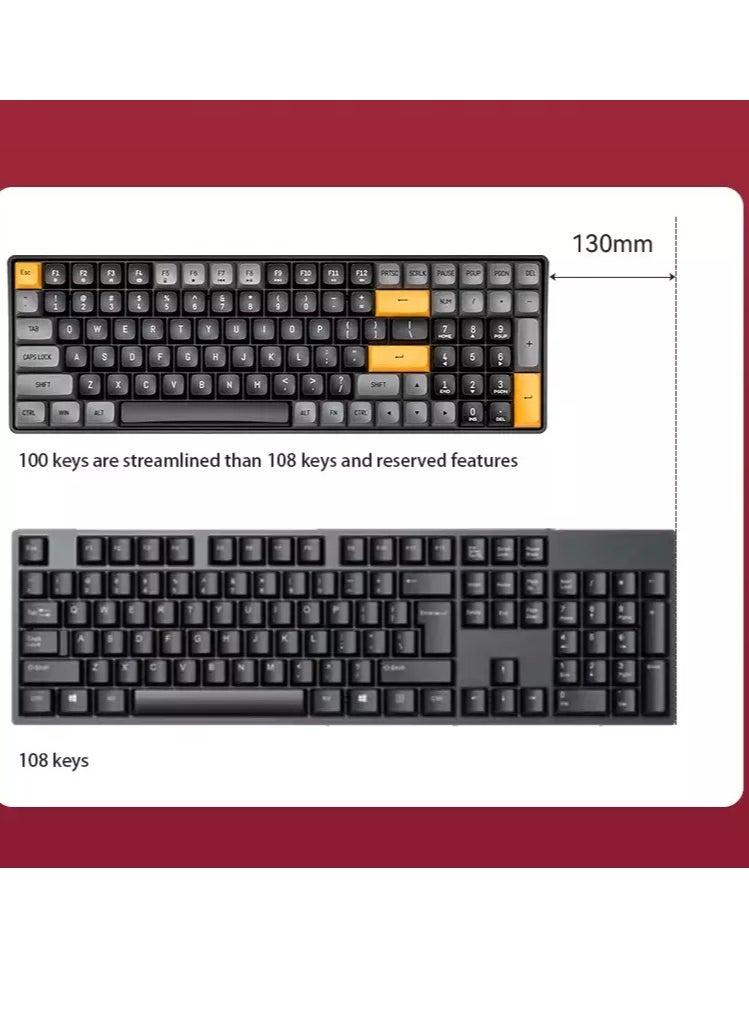 aigo - A100 Gaming Mechancial Keyboard - Red Switch Hot Swappable - PBT keycaps - Detchable USB C Cable - 100 Key With Compact Design - Image 1