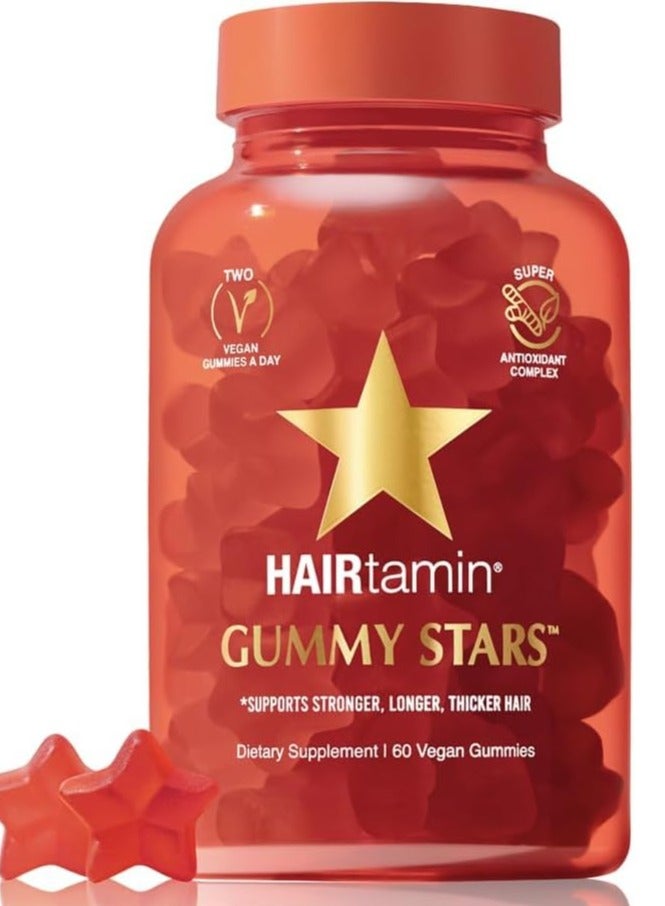 هيرتامين فيتامينات شعر نباتية من جيلي ستارز، شعر صحي، بشرة وأظافر، 60 علكة، 30 وجبة - Image 1