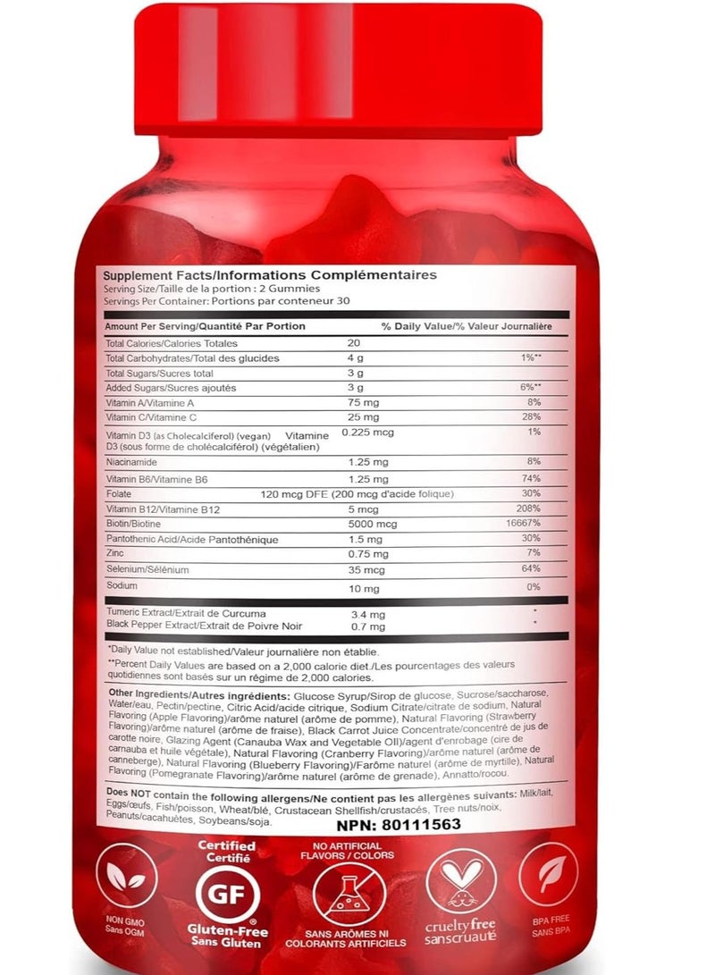 هيرتامين فيتامينات شعر نباتية من جيلي ستارز، شعر صحي، بشرة وأظافر، 60 علكة، 30 وجبة - Image 4