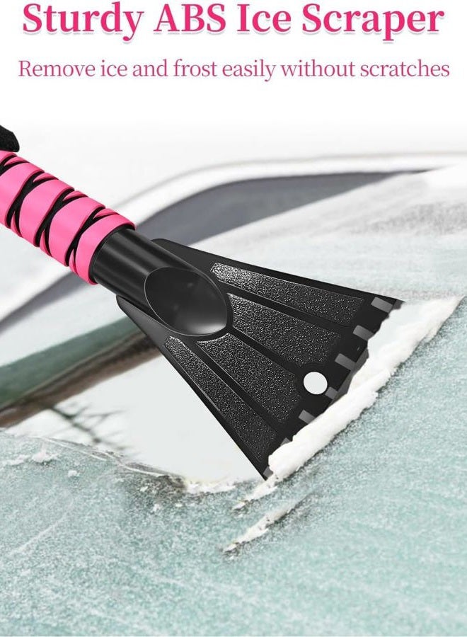 HEEYA 42.5 Inch Car Scraper Snow Brush, 12.6 Inch Large Brush Head with Ice Scraper for Window Windshield, Portable Snow Scraper for SUV Truck Vehicle Jeep RV Auto - Pink - Image 5