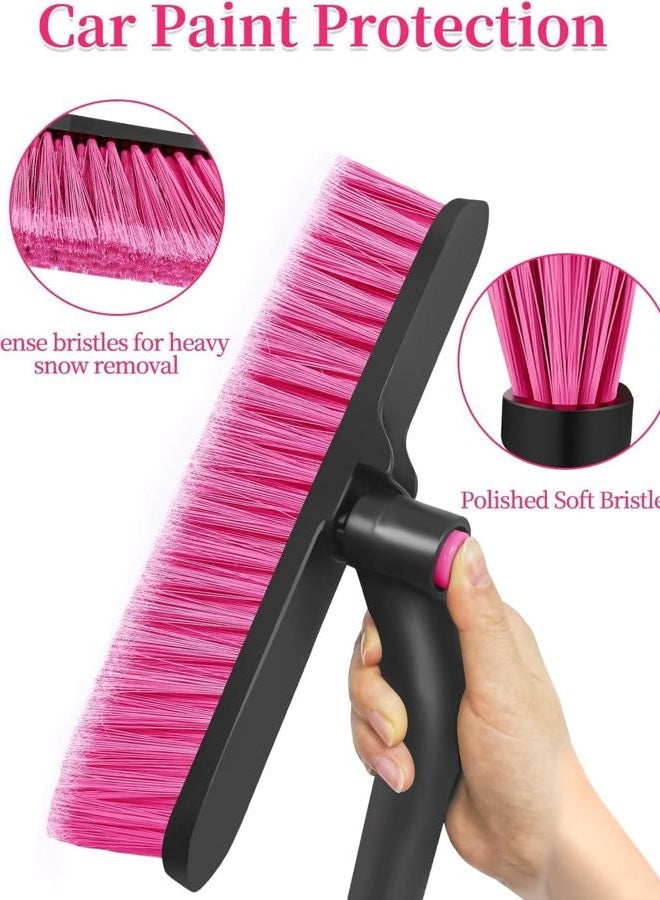 HEEYA 42.5 Inch Car Scraper Snow Brush, 12.6 Inch Large Brush Head with Ice Scraper for Window Windshield, Portable Snow Scraper for SUV Truck Vehicle Jeep RV Auto - Pink - Image 4
