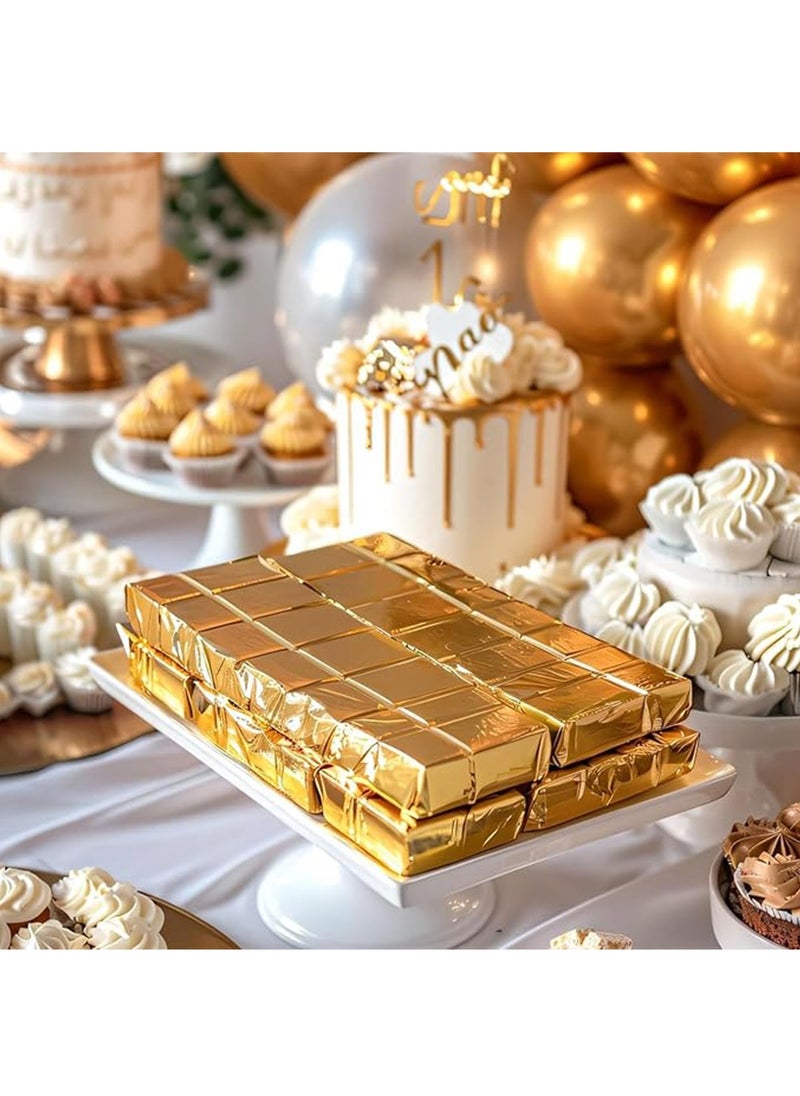 Generic 100Pcs Foil Candy Bar Wrapper, 7.8x7.8 Inch Gold Aluminum Chocolate Bar Wrapping Paper, Chocolate Molds Sugar Tin Foil Wrappers For DIY Candy Chocolate Packaging By Party Wedding Birthday  - Image 5