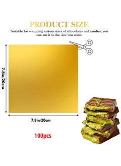 Generic 100Pcs Foil Candy Bar Wrapper, 7.8x7.8 Inch Gold Aluminum Chocolate Bar Wrapping Paper, Chocolate Molds Sugar Tin Foil Wrappers For DIY Candy Chocolate Packaging By Party Wedding Birthday  - Image 2