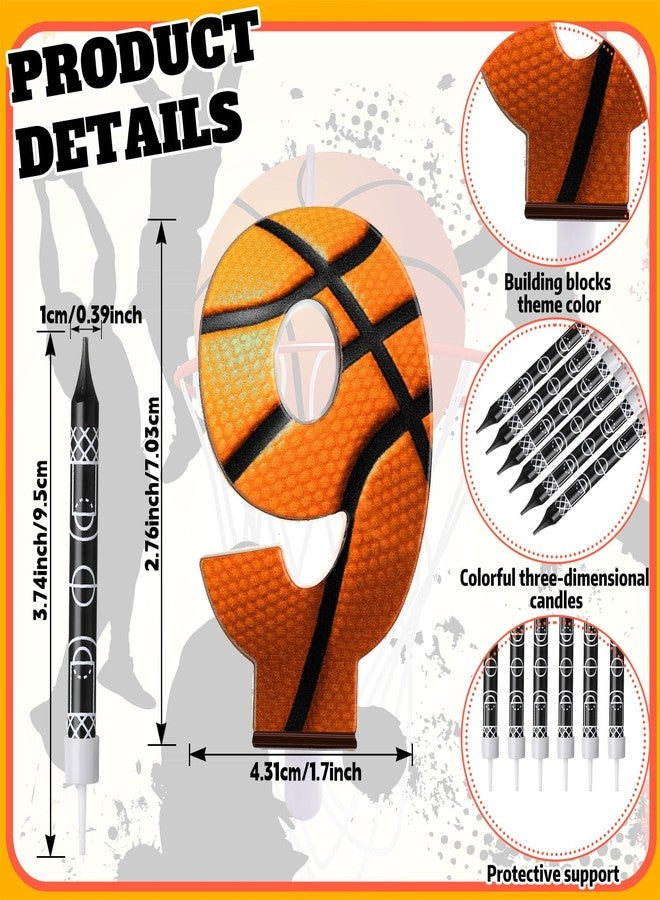 Photect 11 Pcs Basketball Birthday Candles Number 5-9 Candle Cake Topper Decor Basketball Themed Birthday Cake Decorations for Boys Girls Kids Party Supplies Decoration (Number 9) - Image 2