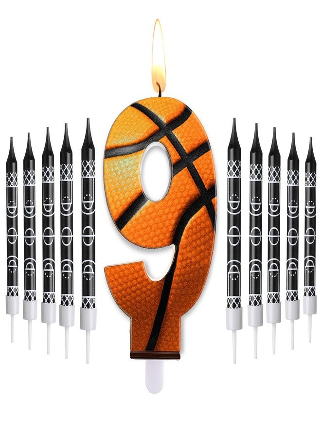 Photect 11 Pcs Basketball Birthday Candles Number 5-9 Candle Cake Topper Decor Basketball Themed Birthday Cake Decorations for Boys Girls Kids Party Supplies Decoration (Number 9) - Image 1