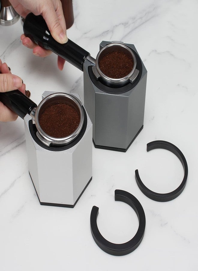 DIBTSA Espresso Tamping Station, Coffee Portafilter Holder, Aluminum Alloy Stand for Most 51mm, 53mm, 54mm, 58mm Coffee Portafilter (Hexagon,Silver) - Image 2