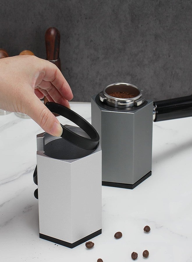 DIBTSA Espresso Tamping Station, Coffee Portafilter Holder, Aluminum Alloy Stand for Most 51mm, 53mm, 54mm, 58mm Coffee Portafilter (Hexagon,Silver) - Image 3