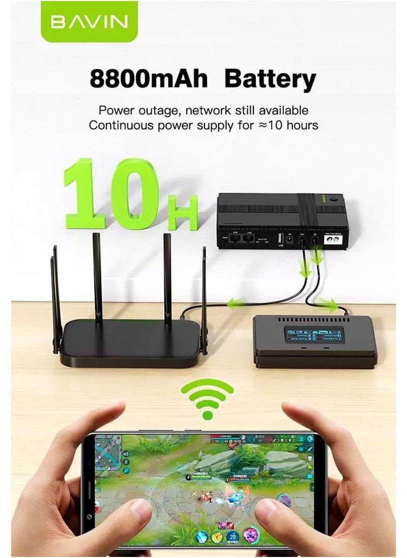 Mini UPS Uninterrupted Power Supply 18W 8800mAh for CCTV Camera Wifi Router Modem POE Sensor With C.U57 18W Fast Charging USB Adapter